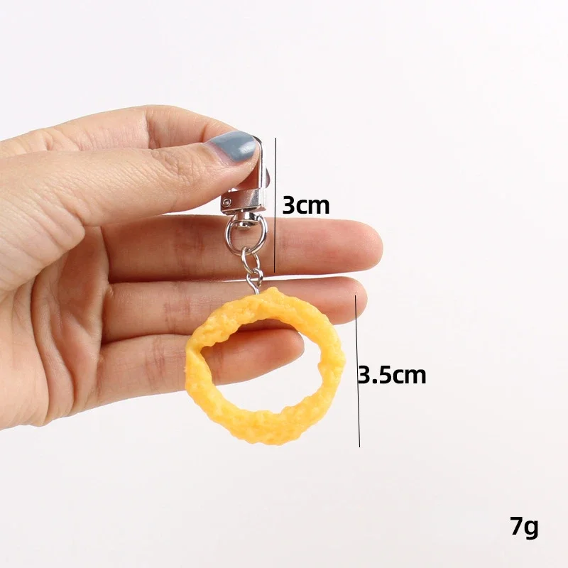 Fried Squid Ring Keychain New Fun Simulation American Food Toy Model Keychain Car Phone Bag Pendant Ornaments Gift Llaveros