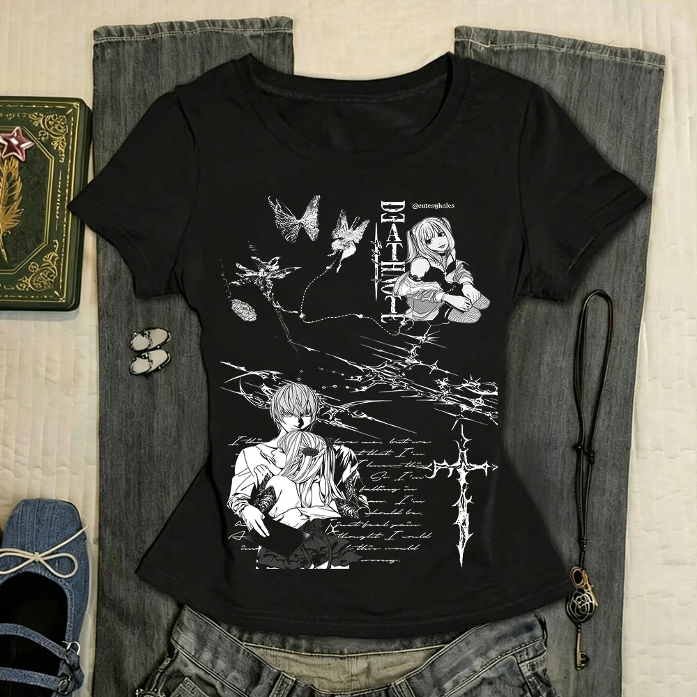 Female Clothing Trashy Y2k 2000s Tops Goth Top for Women Shoujo Girl Style Women's T-shirts 90s Clothes Vintage Gothic Kpop Emo