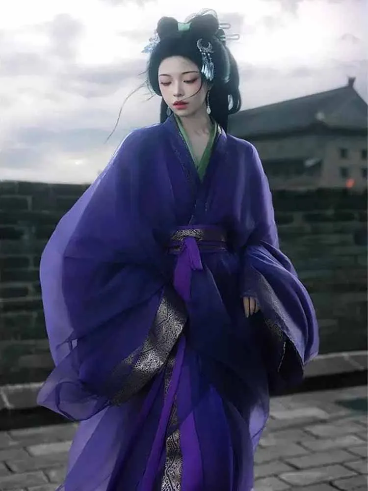 

Hanfu Dress Women Chinese Traditional Hanfu War Robe Female Carnival Fairy Cosplay Costume Purple Hanfu Dress Robe Plus Size