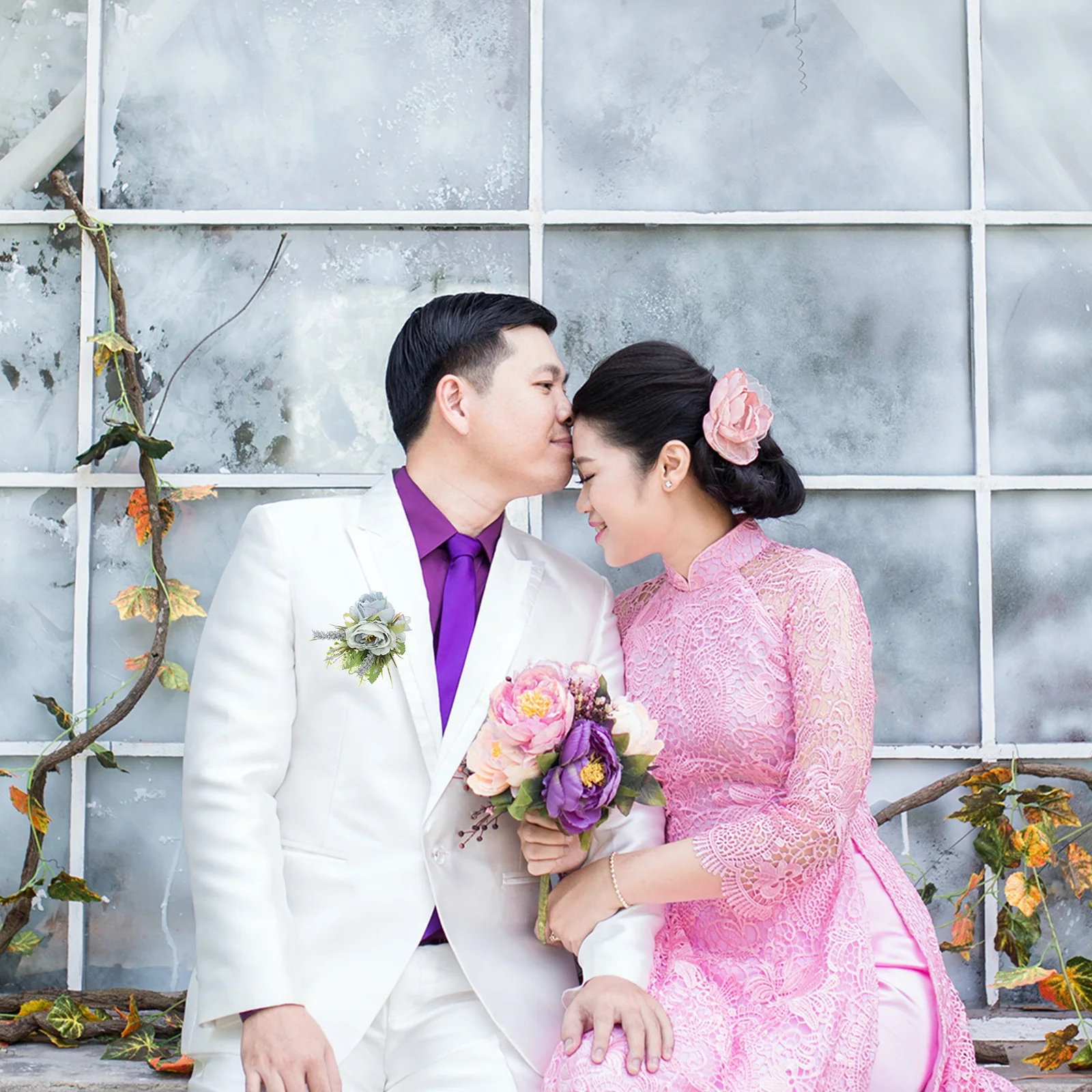 Элегантный корсаж из искусственной розы, реалистичная свадебная бутоньерка с цветочным принтом, свадебная подружка невесты, украшение для жениха, выпускной корсаж