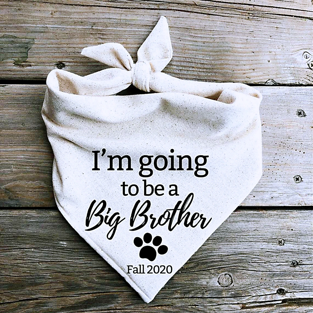 

Personalized Text Dog Bandana, I'm going to be a Big Brother, Pregnancy announcement to husband, grandparents, family add date