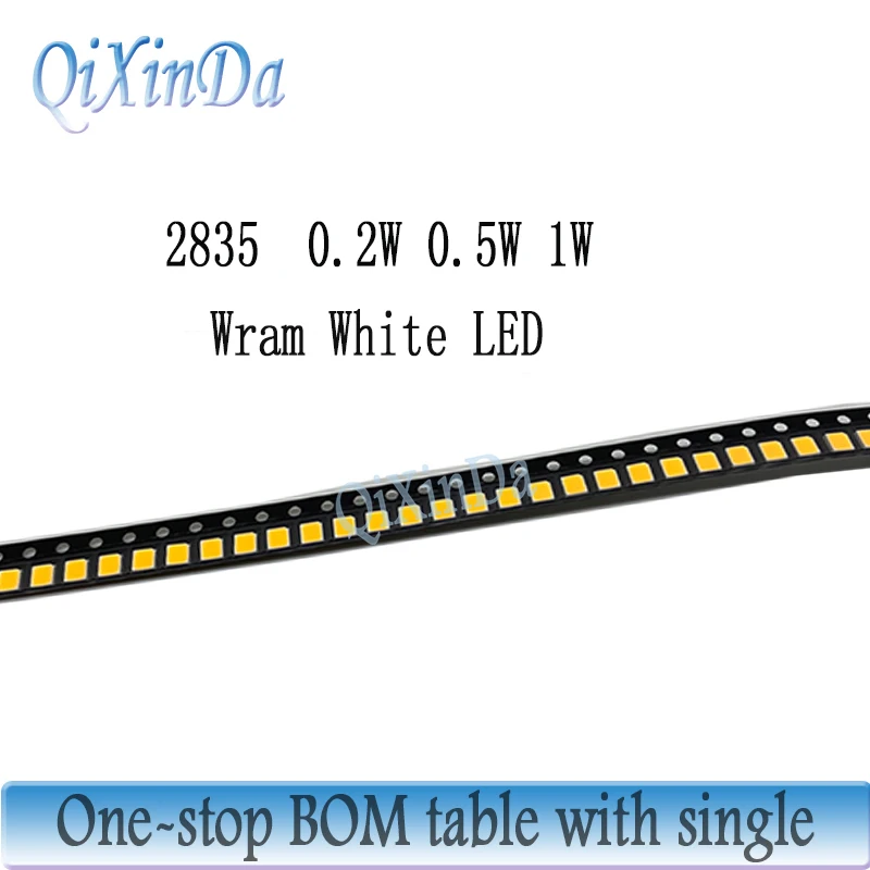 100pcs 2835 1W 0.5W 0.2W LED SMD 2800-3200K Warm White 3V 6V 9V 18V 150MA 100MA 60MA High Brightness