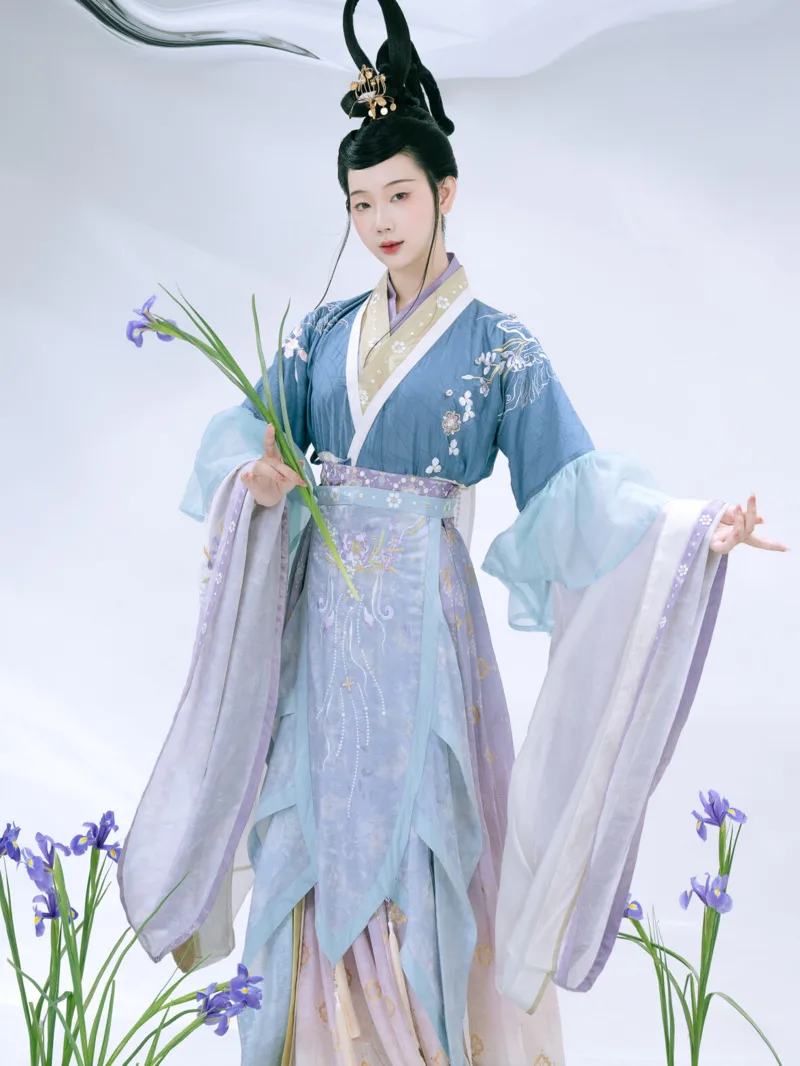 

New Fiesta Carnival Halloween Cos Cosplay Hanfu Women Northern And Southern Dynasties Big Sleeved Shirt Ruffle Women's Clothing