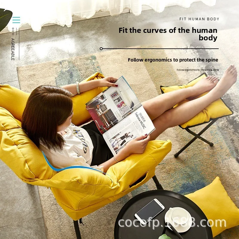 

Modern Single Sofa Lazy Scandinavian Balcony Leisure Chair for Small Families for Home Furniture in Living Room Fabric Material