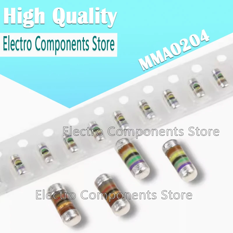 10PCS Professional Thin Film MELF Resistors MMA0204 Silicon Wafer SMD Resistor Cylindrical 0204 1% 50PPM 0.4W 2/5W AEC-Q200