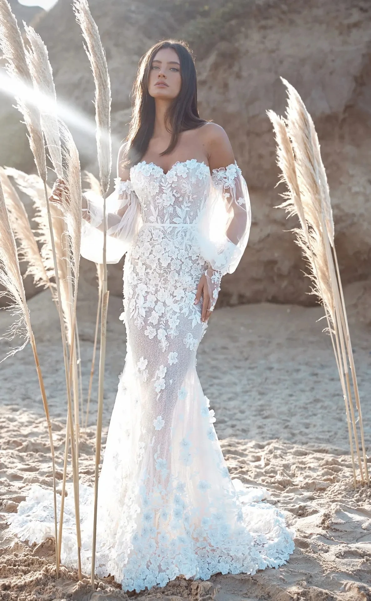 

Wedding Gowns For Women 2024 Bride Luxury Vestidos De Novia Manga Larga Lace Dress Vestido Sirena Beach Boda Civil Casamento