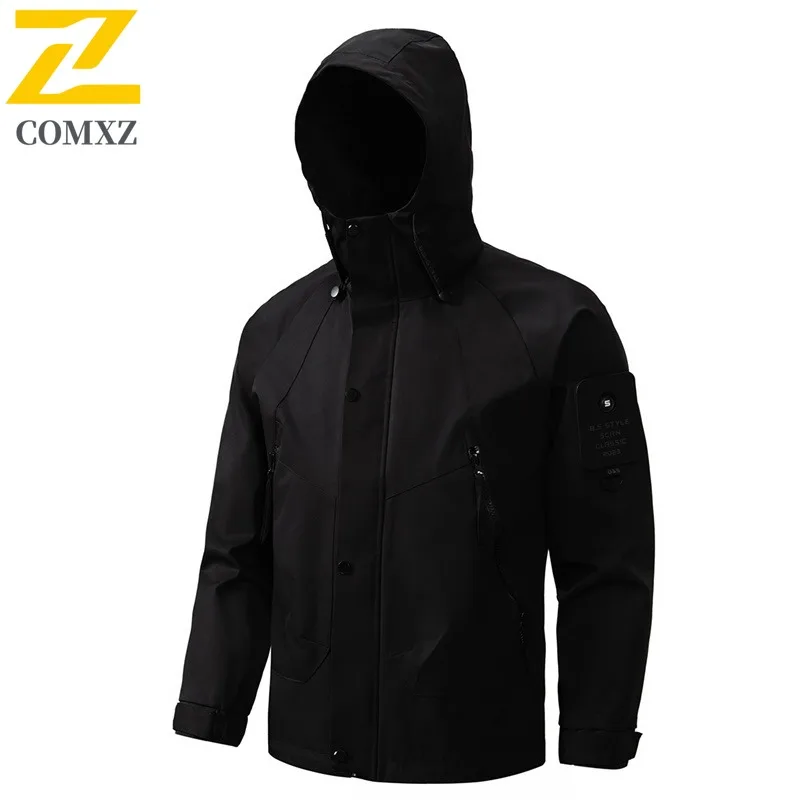 COMXZ Мужская куртка премиум-класса, удобная прочная мотоциклетная куртка для путешествий на открытом воздухе, модная повседневная стильная осенняя новая одежда с капюшоном