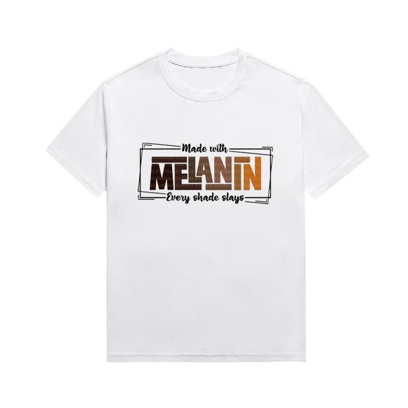 

Melanin Slogan Personality Tee Unisex Style Aesthetic Clothing Harajuku Short Sleeve Top Custom T Shirt For Women