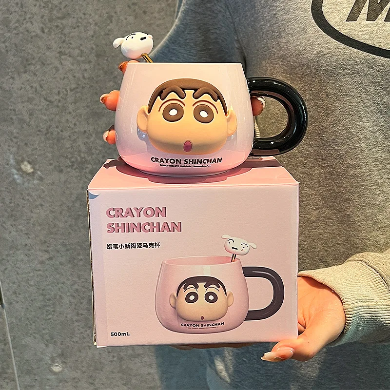 Cute Cartoon Anime Crayon Shin Chan Ceramic Mug Creative Girl Milk Cup High Beauty Couple Home Coffee Cup Boxed Gift