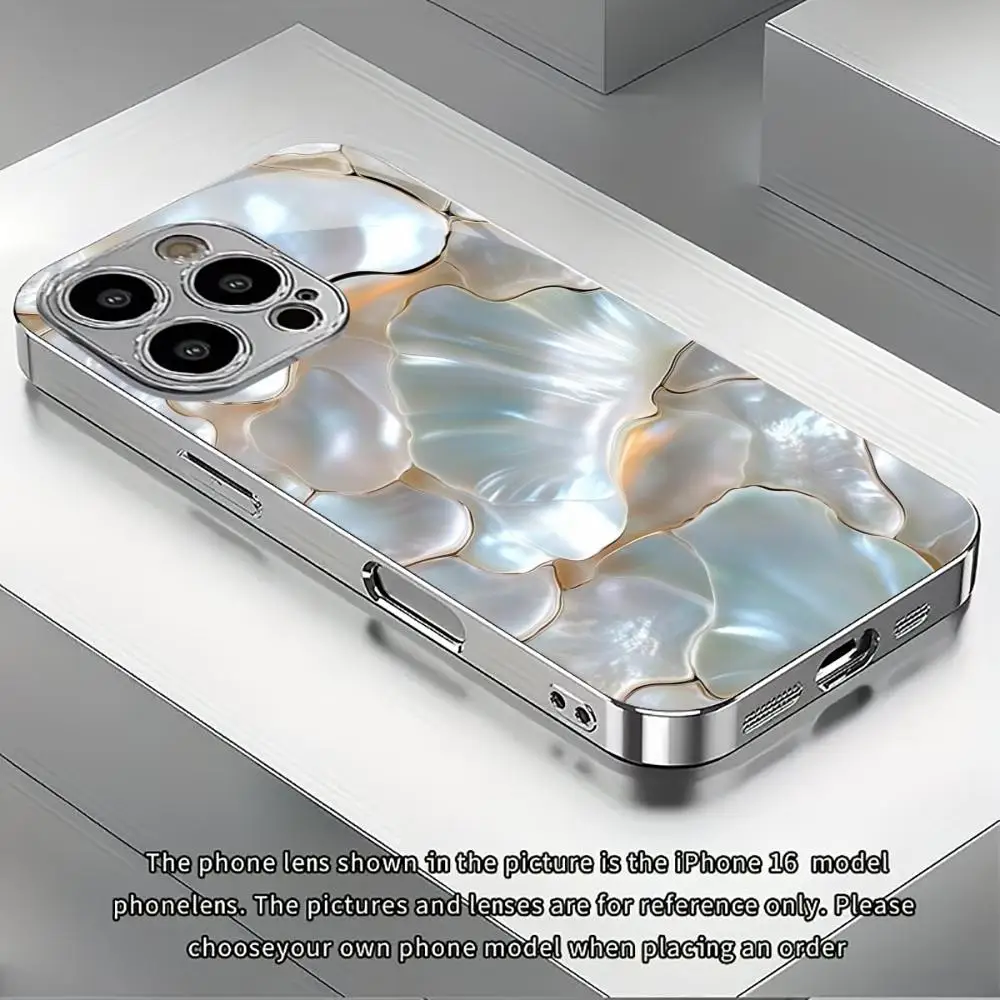 Muschelmuster Hochwertige Handyhülle Galvanisiertes Glas TPU Handyhülle für iPhone 17, 16, 15, 14, 13, 12, 11 Pro Plus – Detail 2