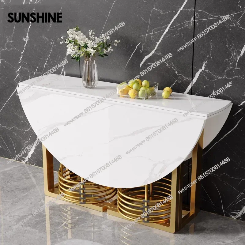 Luxury Extendable Dining Table Legs Metal Gold Folding Design Dining Table Space Savers Mesas De Jantar Living Room Furniture
