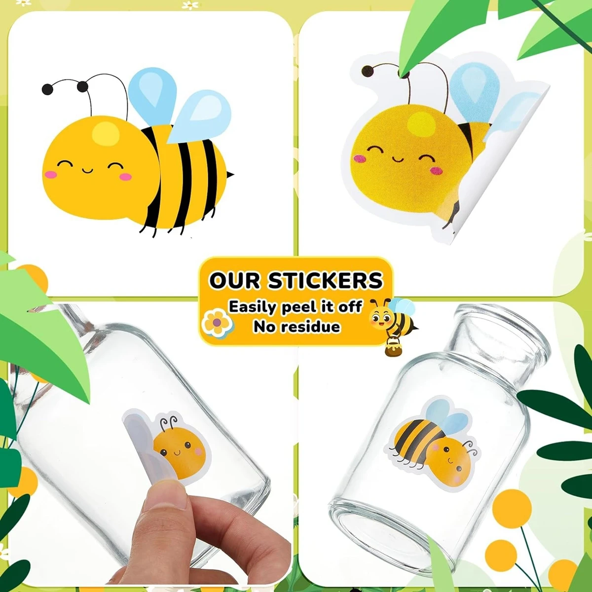 500 Pcs/roll Bee Stickers Teacher Reward Stickers Cute Animal Stickers School Supplies Incentives Roll Sticker