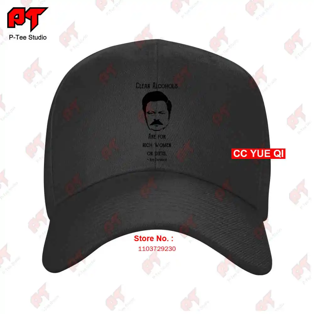 Gorra de béisbol de Ron Swanson para mujer, gorro de camión, Alcohol transparente, PA60