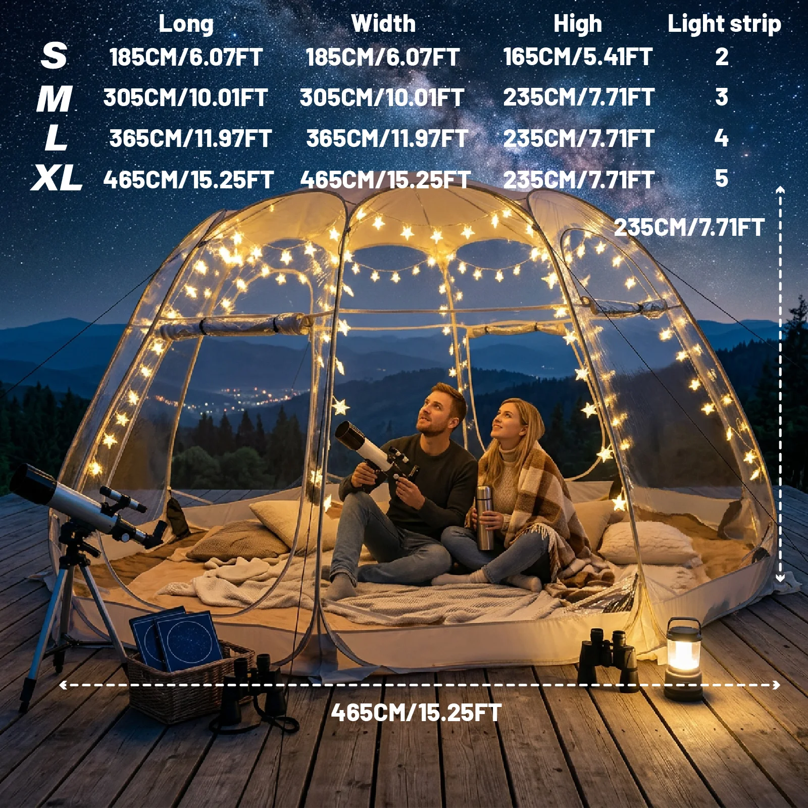 

Quick-Set Bubble Tent Camping Pod Windproof Cold-Resistant PVC Outdoor Shelter with String Lights for Nighttime Ambiance