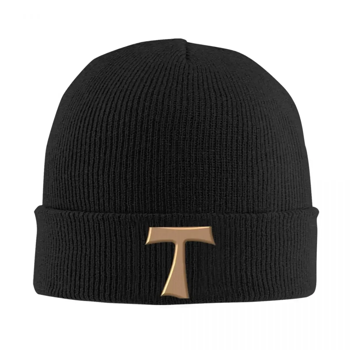 Copper Look Franciscan Tau Cross Warm Knitted Cap Hip Hop Bonnet Hat Autumn Winter Outdoor Beanies Hats for Men Women Adult