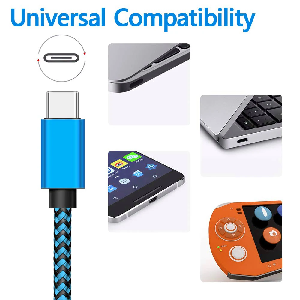 USB Typ C Kabel Datum Synchron isierung 2.4a Schnell ladung für Samsung Huawei Android-Handy 1m 2m 3m Nylon geflochtenes Draht Ladekabel