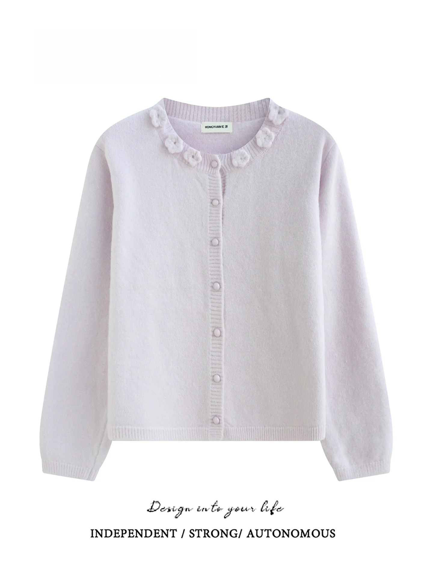 

Winter Warm Thickened round Neck Long Sleeve Sweater Cardigan Floral Embroidery Style Women's Knittedwear Commute Style