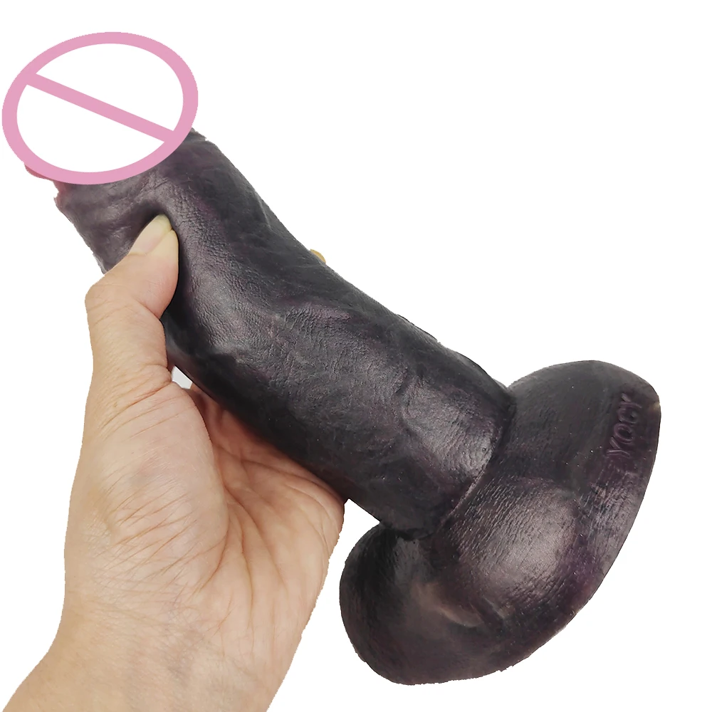 FAAK Soft Silicone Realistic Black Dildo Artifical Penis With Suction Cup Skin Touch Butt Plug Female Masturbator Sex Toys