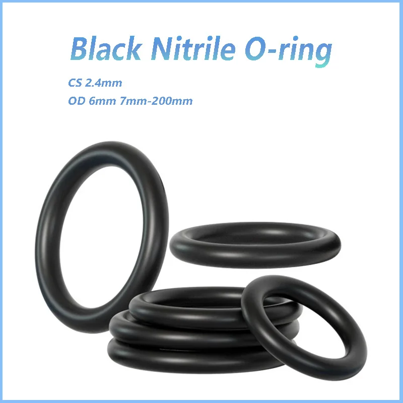 

Black Nitrile Rubber Silicone Rubber O-Ring Group Seal Ring Gasket Cs 2.4mm OD 6/7-200mm High Pressure Repair Oil Belt Seal Ring