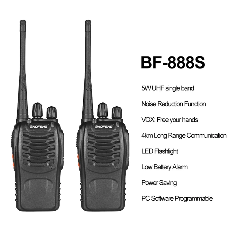 2cs BAOFENG BF888S Walkie Talkie UHF400-470mhz 16CH Dual Band USB Ham Two Way Radios Portable For Hunting Pofung HF Transceiver