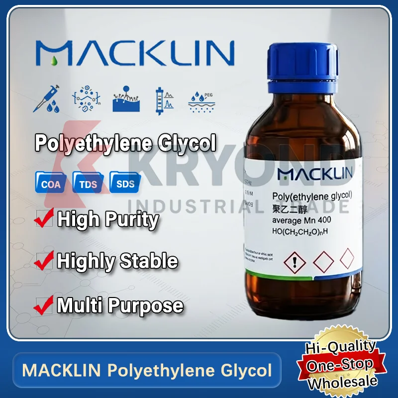 MACKLIN Polyethylene Glycol Liquid Solvent Emulsifier Organic Synthesis Chromatography CAS 25322-68-3 Mn 200 400 800 1000 2000