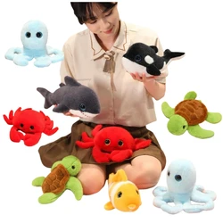New Marine Animal Shark Crab Fish Octopus Whale Plush Doll Tortoise Super Soft Toys Simulation Cartoon Birthday Christmas Gifts