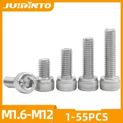 JUUIDINTO Hexagon Socket Allen Cap Head Screw Bolt Stainless Steel M1.6 M2 M2.5 M3 M4 M5 M6 Hex Socket Head Cap Screw DIN912