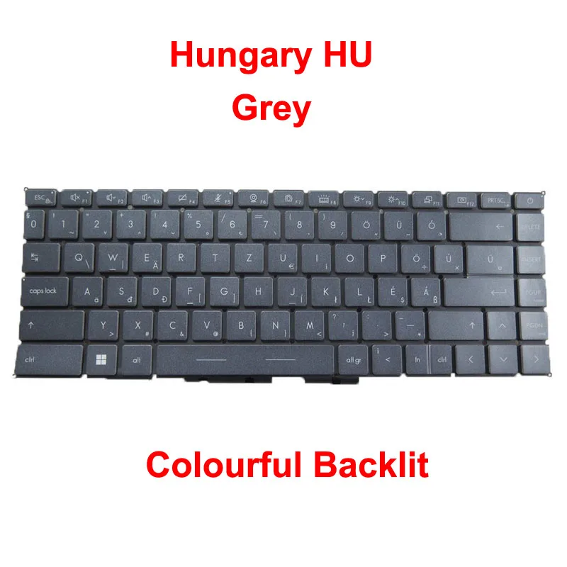 Laptop Colourful Backlit Keyboard For MSI V194222MK2 S1N2EHU602SA0 Hungary HU Grey No Frame New