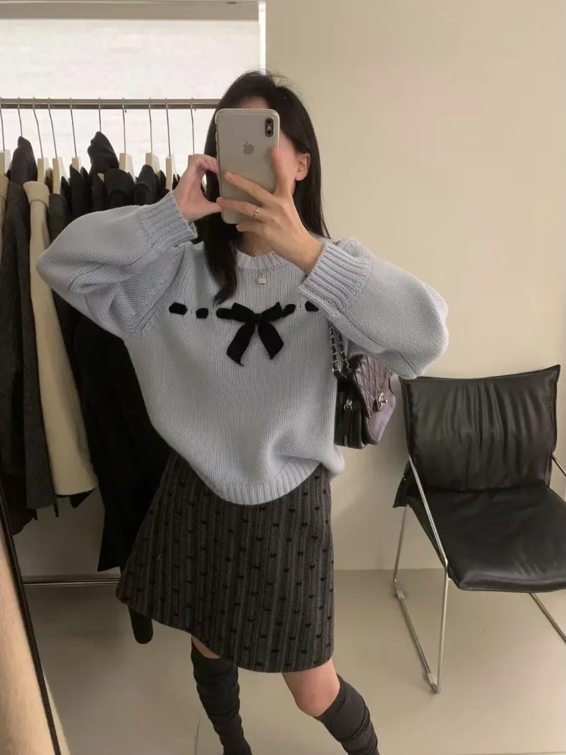 

Корейский высококачественный цветной узел, круглый вязаный свитер Ne ort, женская осенне-зимняя верхняя одежда, свободный топ