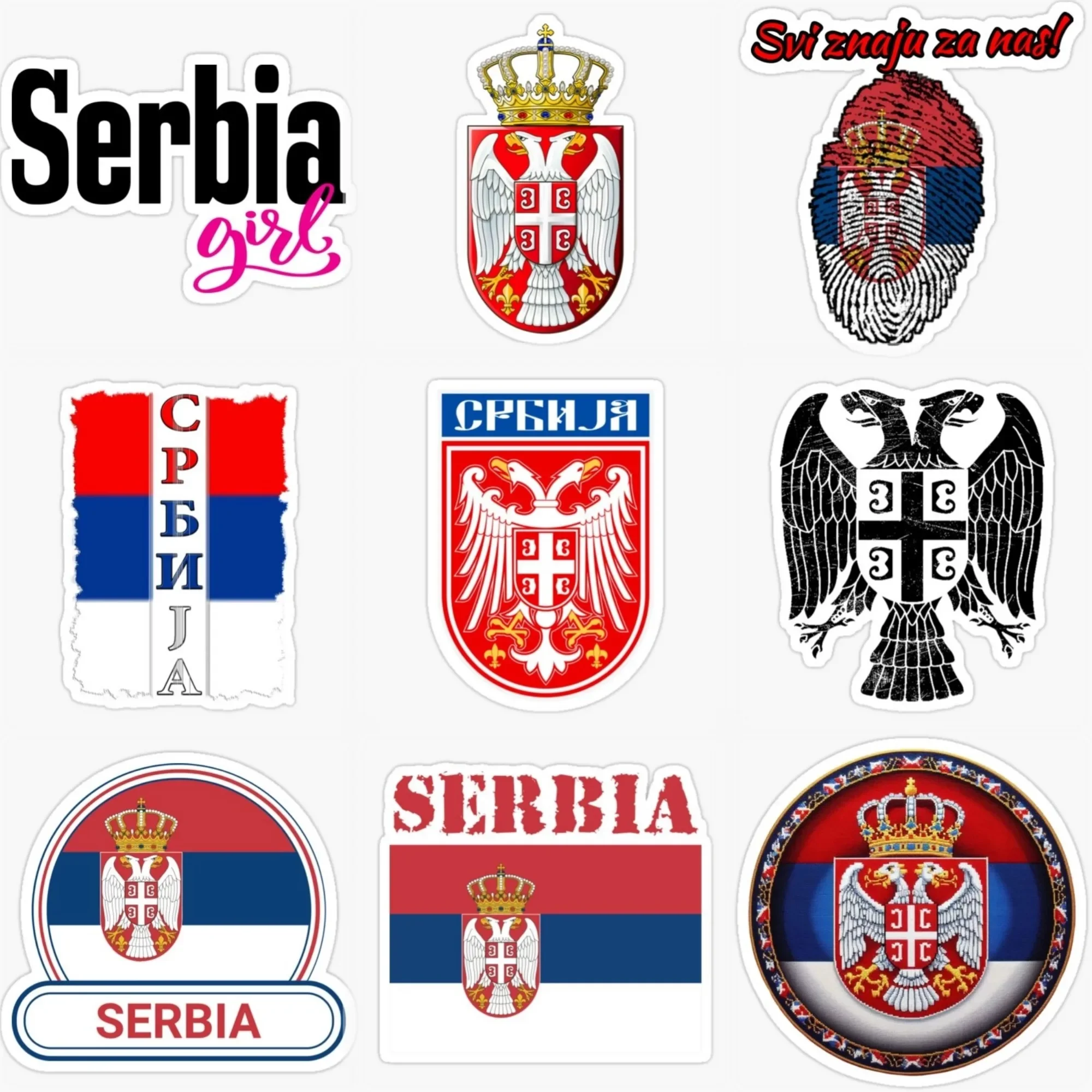 

Serbia SRB Flag Map National Emblem Creative PVC Sticker for Decorate Car Bicycle Helmet Window Fridge Wall Decal Accessories