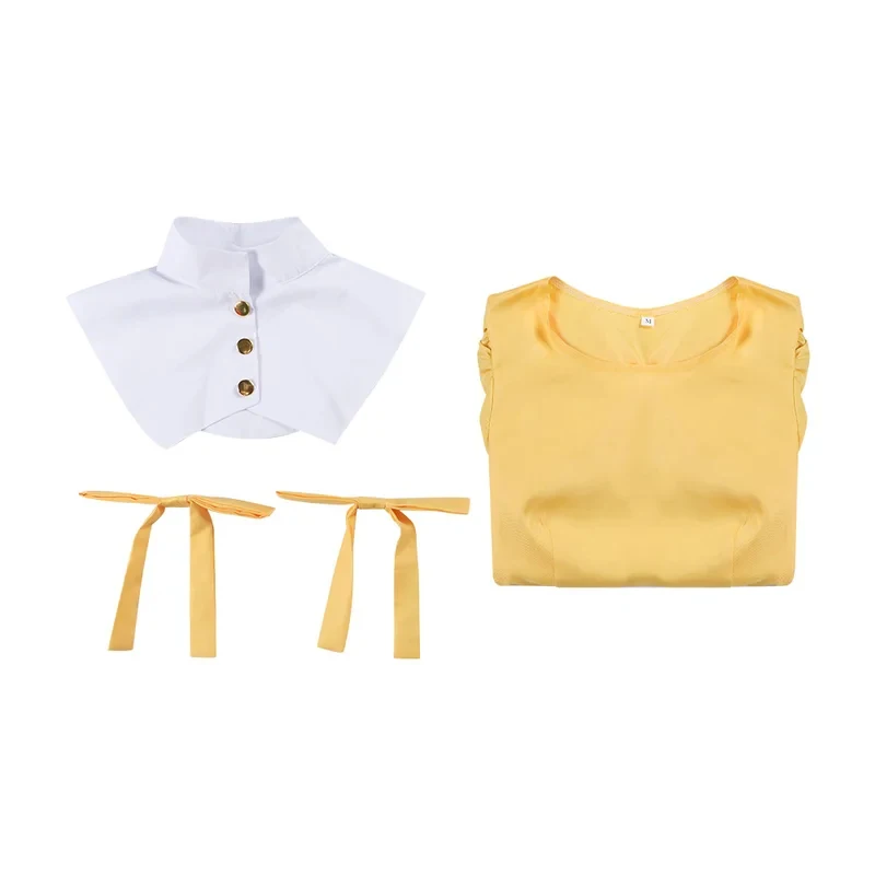 

s;3,t'7\b/Anime Magic Sakura Cosplay Tomoyo Daidouji Costume Yellow Long Dress Lolita Skirt Wig Set Halloween Party O2;d,6'v\8/