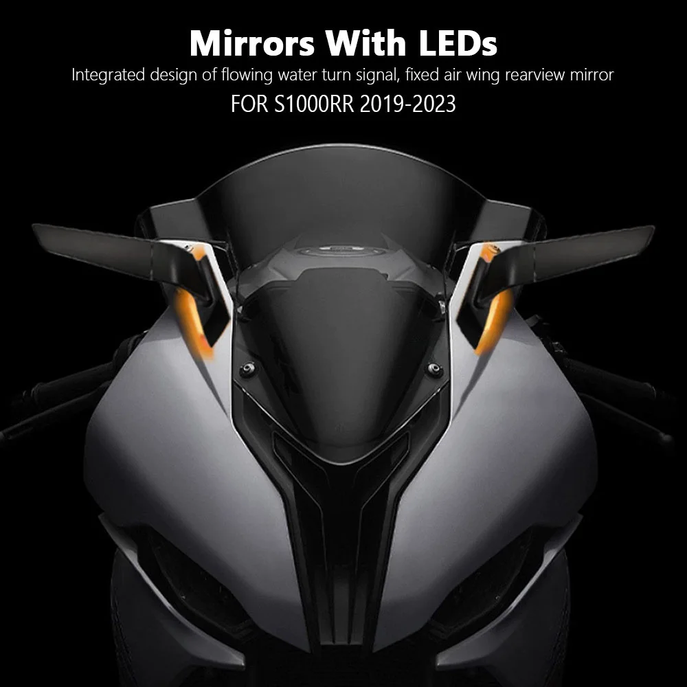 FOR BMW S1000RR S1000 RR S 1000 RR S1000RR 2019 2020 2021 2022 2023, 1 PairMotorcycle LED Turn Signal Mirrors, 360 ° Rotatable,