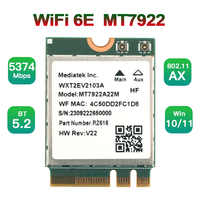 WiFi 6E MT7922 M.2 Wireless Card 5374Mbps BT 5.2 Tri Band 2.4G/5G/6Ghz Network Adapter 802.11AX Wireless Adapter Win 10/11