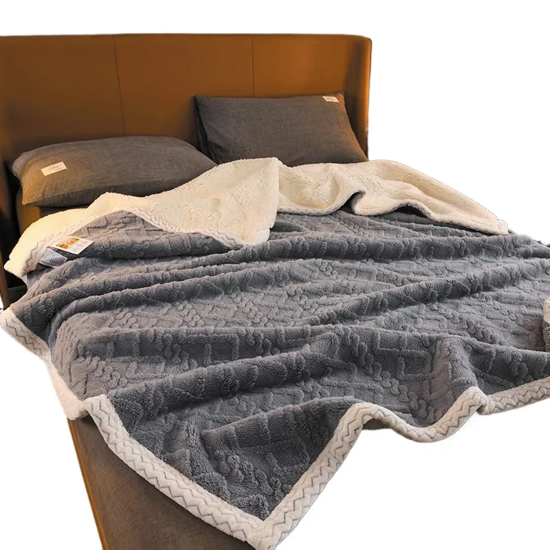 

Luxury New 100% Polyester Single Sided Double Sided Multifunctional Knitted Winter Blanket Modern Solid Color Design