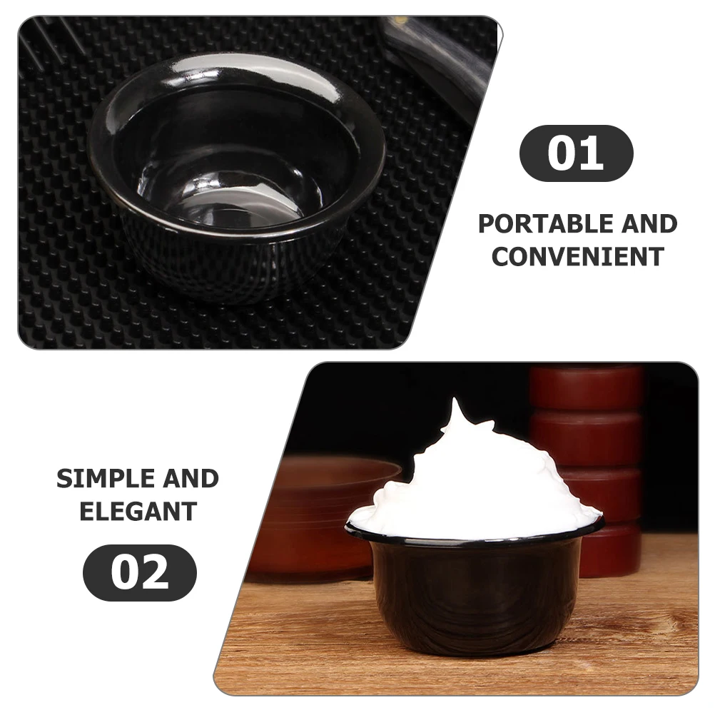 

3pcs Black Shaving Bowl Reusable Men Stable Base Soap Cup Travel Shave Household Beard Grooming Accessories