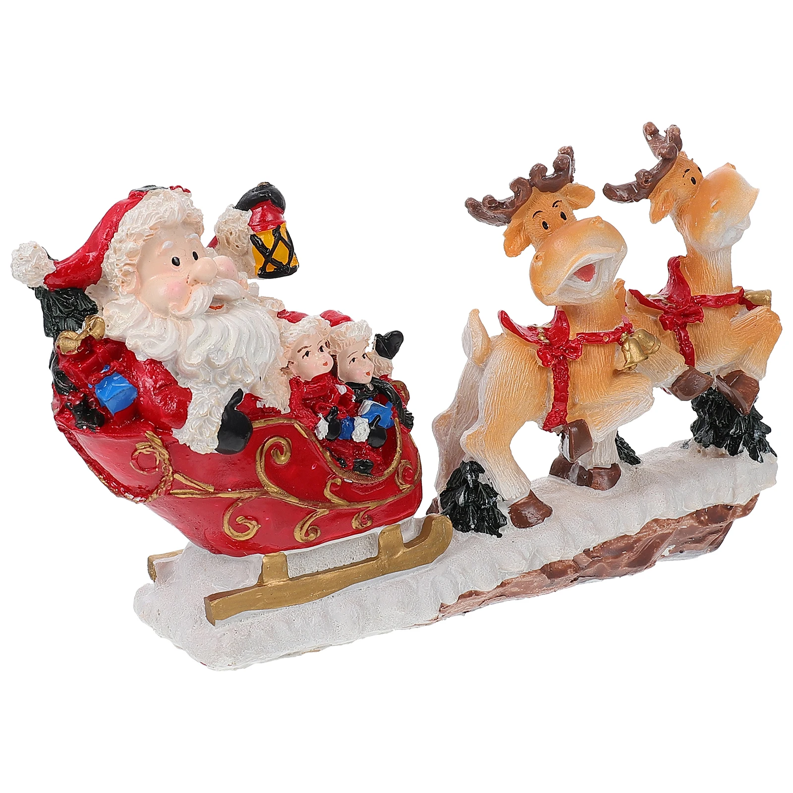 

1Pcs Elk Pulling Cart Xmas Resin Decor Cartoon Christmas Festival Gift Desktop Ornament Home Party Decoration Xmas Adornment