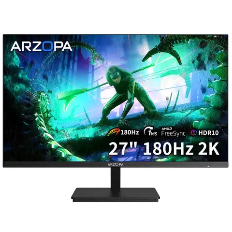 New ARZOPA 27 Inch Monitor 180Hz Gaming Monitor QHD 2K Monitor for PC, 2560*1440, Fast IPS, with Type-C, Samsung DeX Mode, FreeS