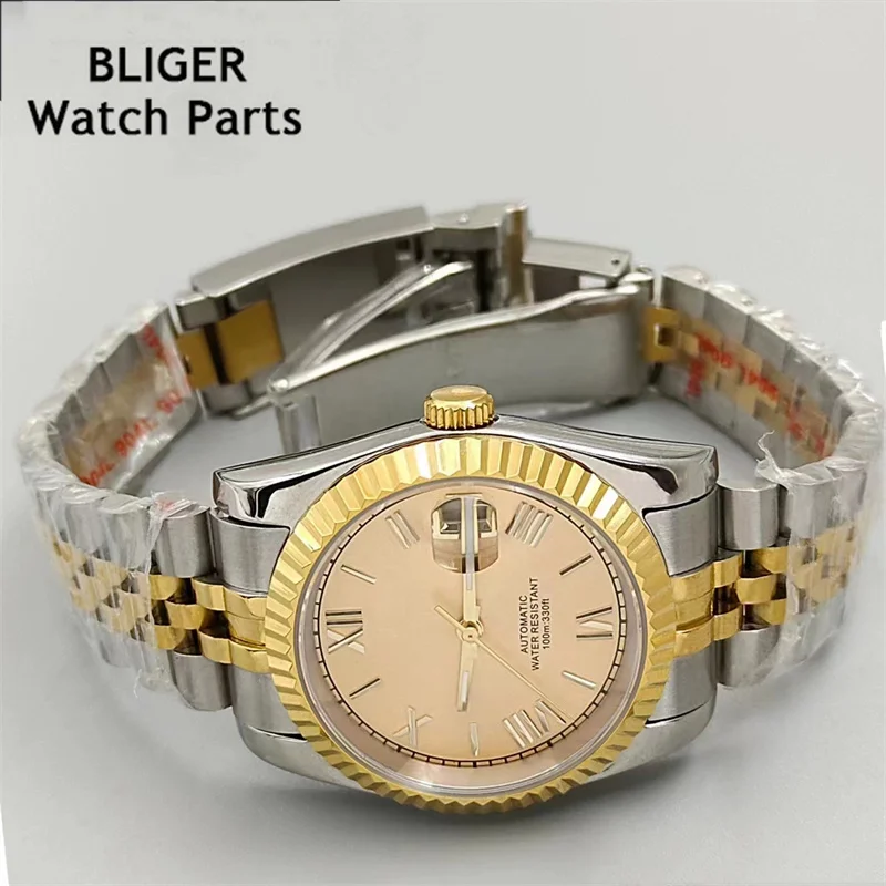 BLIGER 36mm/39mm NH35 Automatic Men\'s Watch Multiple Colored Dials Two-Tone Oyster/Jubilee Bracelet Sapphire Glass