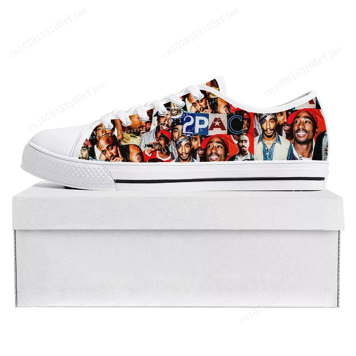 2Pac Hip Hop Rapper Tupac Pop Low Top Sneakers Mens Womens Teenager Canvas Sneaker Couple Shoes Custom Shoe White