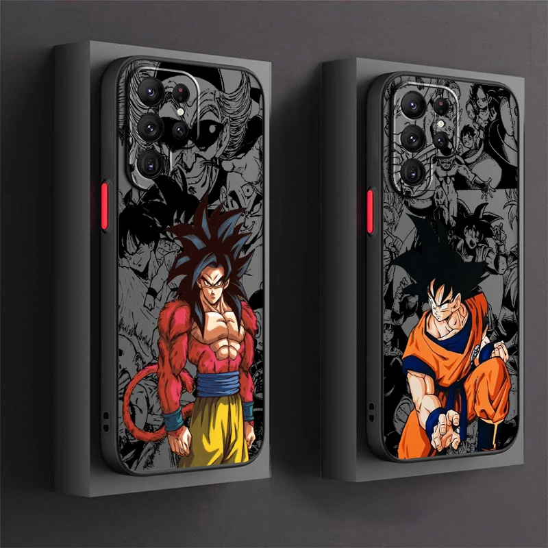 Comic D-Dragon Ball Son Goku Frosted Translucent For Samsung Galaxy S24 S23 S22 S21 S20 FE S10 S9 S8 Plus Ultra Pro 5G Soft