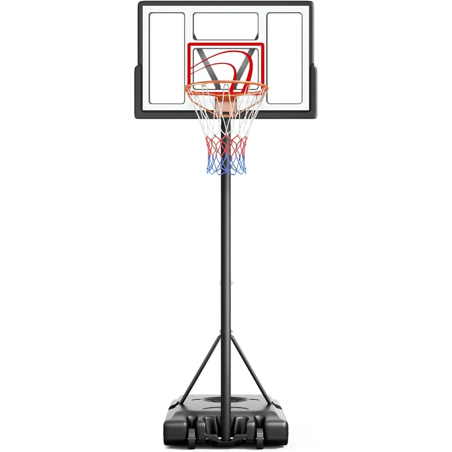 Ring Basket Bola Basket Luar Ruangan yang Dapat Disesuaikan Tinggi 10 Kaki, Ring Basket Portabel dengan Papan Pantul 44 Inci untuk Remaja dan Dewasa, Sangat Cocok untuk