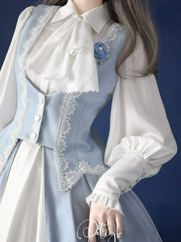 Victoriaanse Gothic Lolita Blouses Vrouwen Japanse Stijl Y 2K Chique Gigot Mouw Tops Vintage Elegante Sweet Strik Witte Prinses Shirts