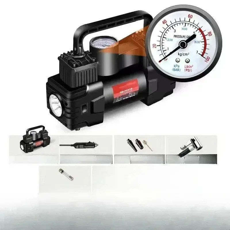 

Для сверхмощного двухцилиндрового мини-накачивателя шин 12 В 150 фунтов на квадратный дюйм со светодиодной подсветкой, автомобильный электрический воздушный насос, автоматический надувной комплекс