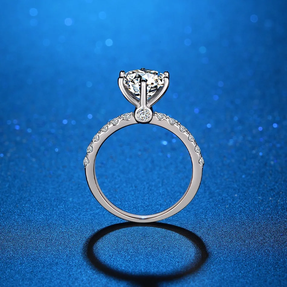 

Роскошное платиновое обручальное кольцо с шестью когтями PT950! 3CT Муассанит, Предложение Предложение, Романтическая коронационная атмосфера