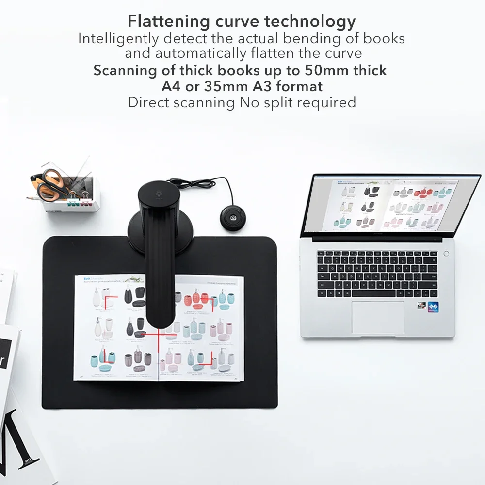 23Mp High Speed Automatic Book Scanner Portable Document Scanner A3 Document A4 OCR Function Support Dual System factory