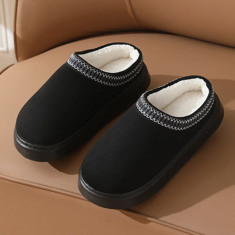 Men's High-End Outerwear Bag, Winter Bag and Indoor Thick-Soled Home Fleece-Lined Cotton Slippers, Women's Outerwear, Autumn and Winter Non-Slip