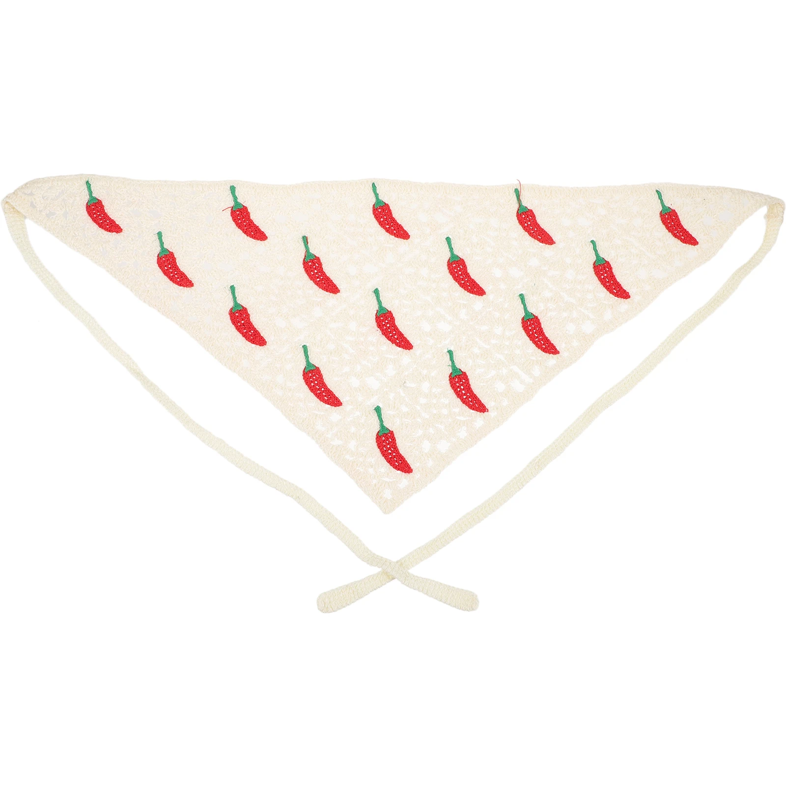 

Chic Crochet Hair Bandana For Women Cute Headband Scarf Chili Pattern Lightweight Comfortable Headscarf Daily