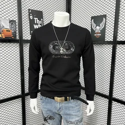 Men's Sweatershirt 3D Embossing Letter Trendy Fashion Male Hooded Winter Plush Warm Man Clothing Luxury Brand Casual Pullover