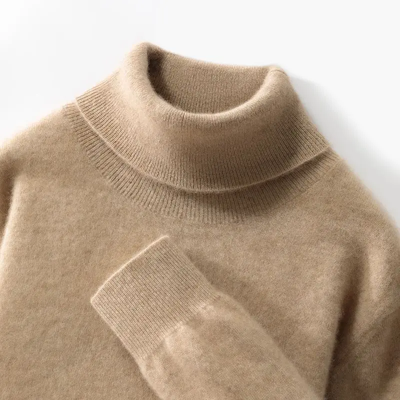 

Мужской осенне-зимний свободный вязаный высококачественный шерстяной низ с высоким воротником, мужской свитер