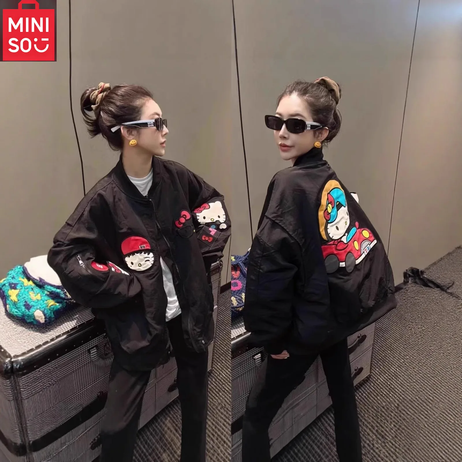 MINISO European Heavy Industry Embroidered Baseball Shirt 2025 Spring and Autumn Edition Women's Loose Jacket Top